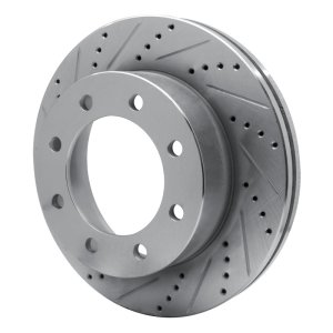 Ford F-350 Super Duty Brake Rotor (1) - Front Left - R1 Concepts - Drilled & Slotted - Silver - `05-`12